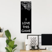 Zwart-wit panoramisch Basketball-Poster Poster (Thuiskantoor)