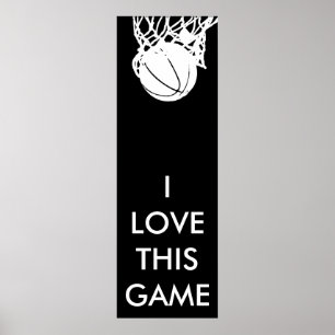 Zwart-wit panoramisch Basketball-Poster Poster