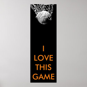 Zwart-wit panoramisch Basketball-Poster Poster