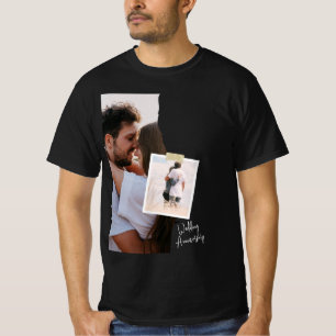 Zwart-wit papier bruiloft Jubileum T-shirt