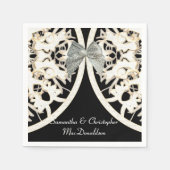 Zwart-wit papier, snijdvocht bruiloft servetten (Voorkant)