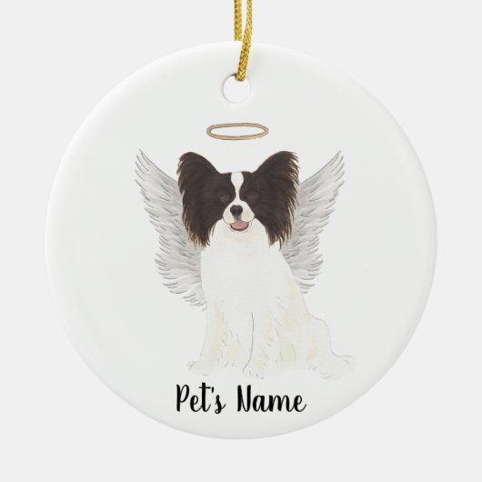 Zwart & Wit Papillon Sympathie Herdenking Keramisch Ornament (Voorkant)