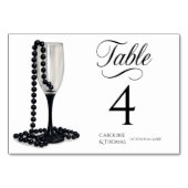 Zwart & Wit Parel Champagne Glazen bruiloft Kaart (Voorkant)