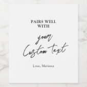Zwart & Wit Paren goed met Custom Text Gift Wijn Etiket (Enkel label)