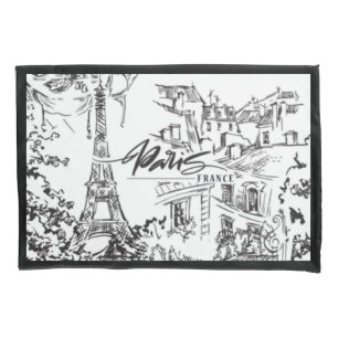 Zwart-wit Parijs Eiffel Toile Kussensloop