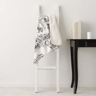 Zwart-wit Parijs Eiffel Toile Sherpa Deken