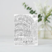 Zwart-wit Parijse hoek Briefkaart (Staand voorkant)