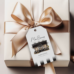 Zwart & Wit Paris Café Verjaardag Favoriet Cadeaulabel