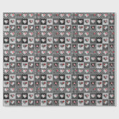 Zwart wit patchwork harten naadloos. cadeaupapier (Vlak)