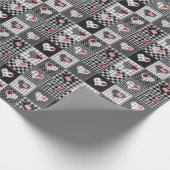 Zwart wit patchwork harten naadloos. cadeaupapier (Hoek)