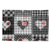 Zwart wit patchwork harten naadloos. kussensloop (Achterkant)