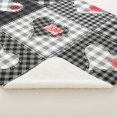 Zwart wit patchwork harten naadloos. sherpa deken (3/4)
