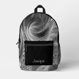 Zwart Wit Patroon Abstracte Curven Gepersonaliseer Bedrukte Rugzak