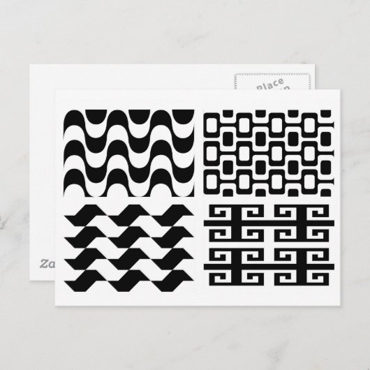 Zwart-wit patroon briefkaart (Voorkant / Achterkant)