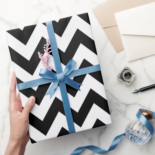 Zwart wit patroon Chevron inpakpapier (Geschenken)