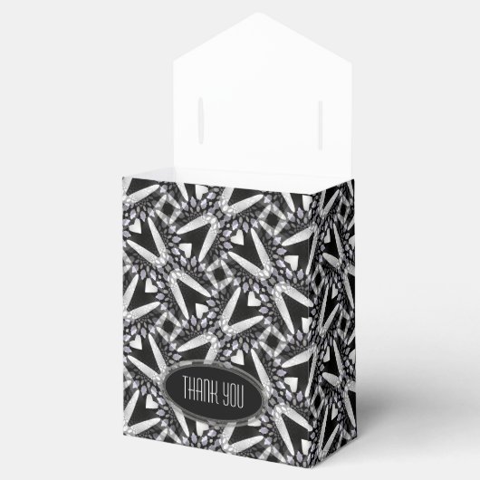 Zwart + Wit Patroon Favor Box | Moderne Tribal Bedankdoosjes (Geopend)