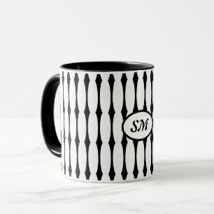 Zwart-wit patroon, initialen of monogram mok