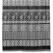 Zwart-wit patroon met kant en patchwork douchegordijn (Voorkant)