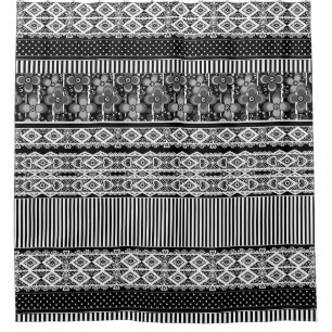 Zwart-wit patroon met kant en patchwork douchegordijn
