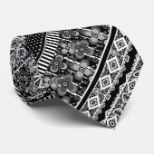Zwart-wit patroon met kant en patchwork stropdas (Opgerold)