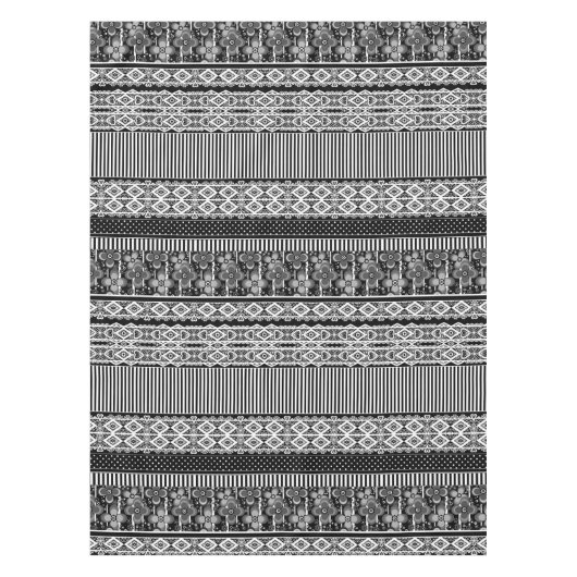 Zwart-wit patroon met kant en patchwork tafelkleed (Voorkant)