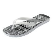Zwart-wit patroon met kant en patchwork teenslippers (Schuin)