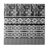 Zwart-wit patroon met kant en patchwork tegeltje (Voorkant)