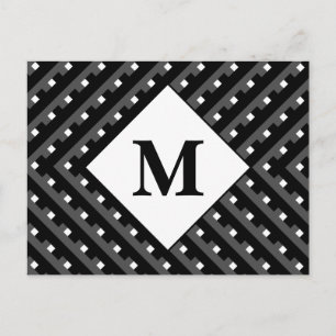 Zwart-wit patroon Monogram Briefkaart