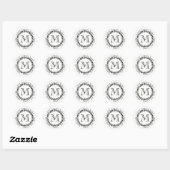 Zwart&Wit Patroon Monogram Terugkeeradresetiket Ronde Sticker (Vel)