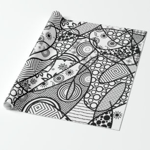Zwart & Wit Patroon Patchwork 01 Cadeaupapier
