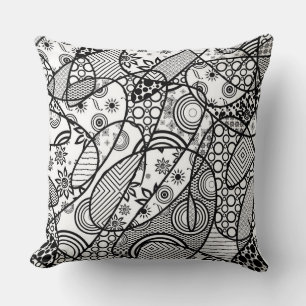 Zwart & Wit Patroon Patchwork 01 Kussen