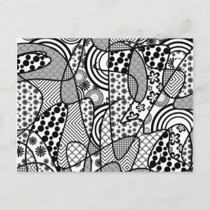 Zwart & Wit Patroon Patchwork 02 Briefkaart