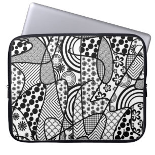 Zwart & Wit Patroon Patchwork 02 Laptop Sleeve