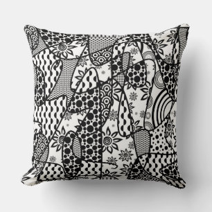 Zwart & Wit Patroon Patchwork 03 Kussen
