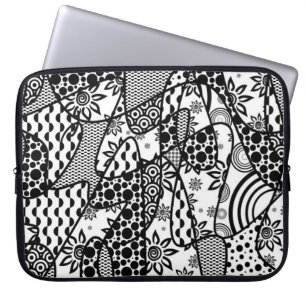 Zwart & Wit Patroon Patchwork 03 Laptop Sleeve