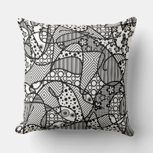 Zwart & Wit Patroon Patchwork 04 Kussen