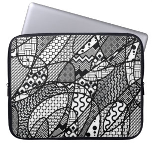 Zwart & Wit Patroon Patchwork 05 Laptop Sleeve
