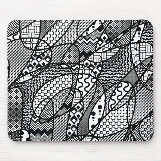 Zwart & Wit Patroon Patchwork 05 Muismat (Voorkant)