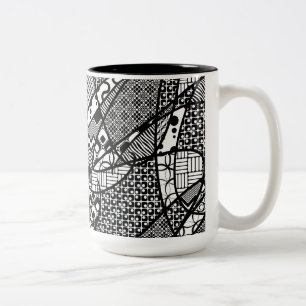 Zwart & Wit Patroon Patchwork 05 Tweekleurige Koffiemok