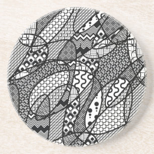 Zwart & Wit Patroon Patchwork 05 Zandsteen Onderzetter