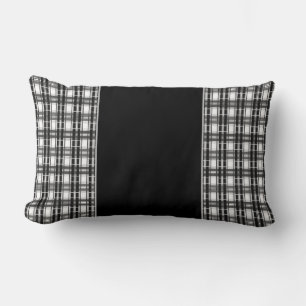 Zwart-wit patroon Tartan geometrie geruit Kussen