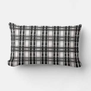 Zwart-wit patroon Tartan geometrie geruit Kussen