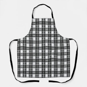 Zwart-wit patroon Tartan geometrie geruit Schort