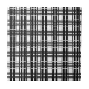 Zwart-wit patroon Tartan geometrie geruit Tegeltje