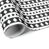 Zwart-wit patroon voor Boho Chic Cadeaupapier (Rol Hoek)