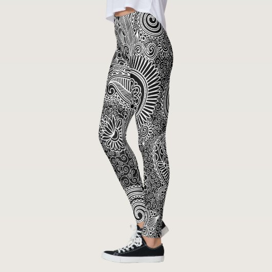 Zwart-wit patroonpatroon leggings (Links)