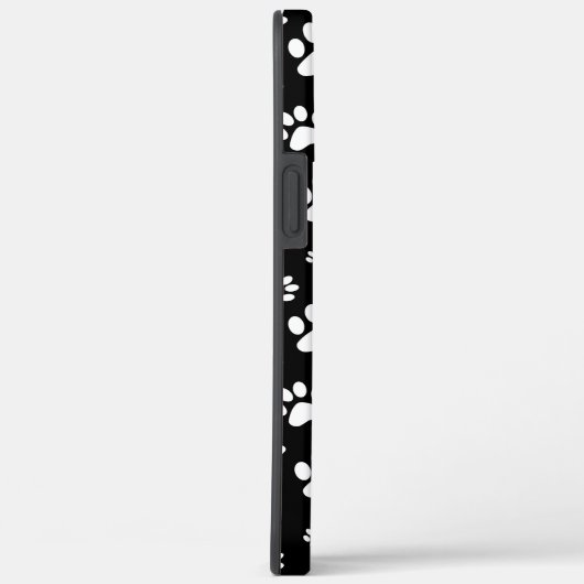Zwart-wit Paw Print Monogram Case-Mate iPhone Case (Achterkant / Rechts)