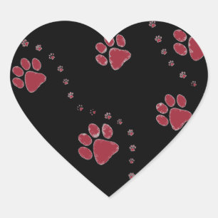 Zwart-wit Paw prints ontwerp Hart Sticker