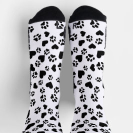 Zwart-wit Paw Prints Patroon Sokken