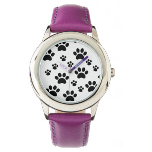 Zwart-wit Pawprint Horloge